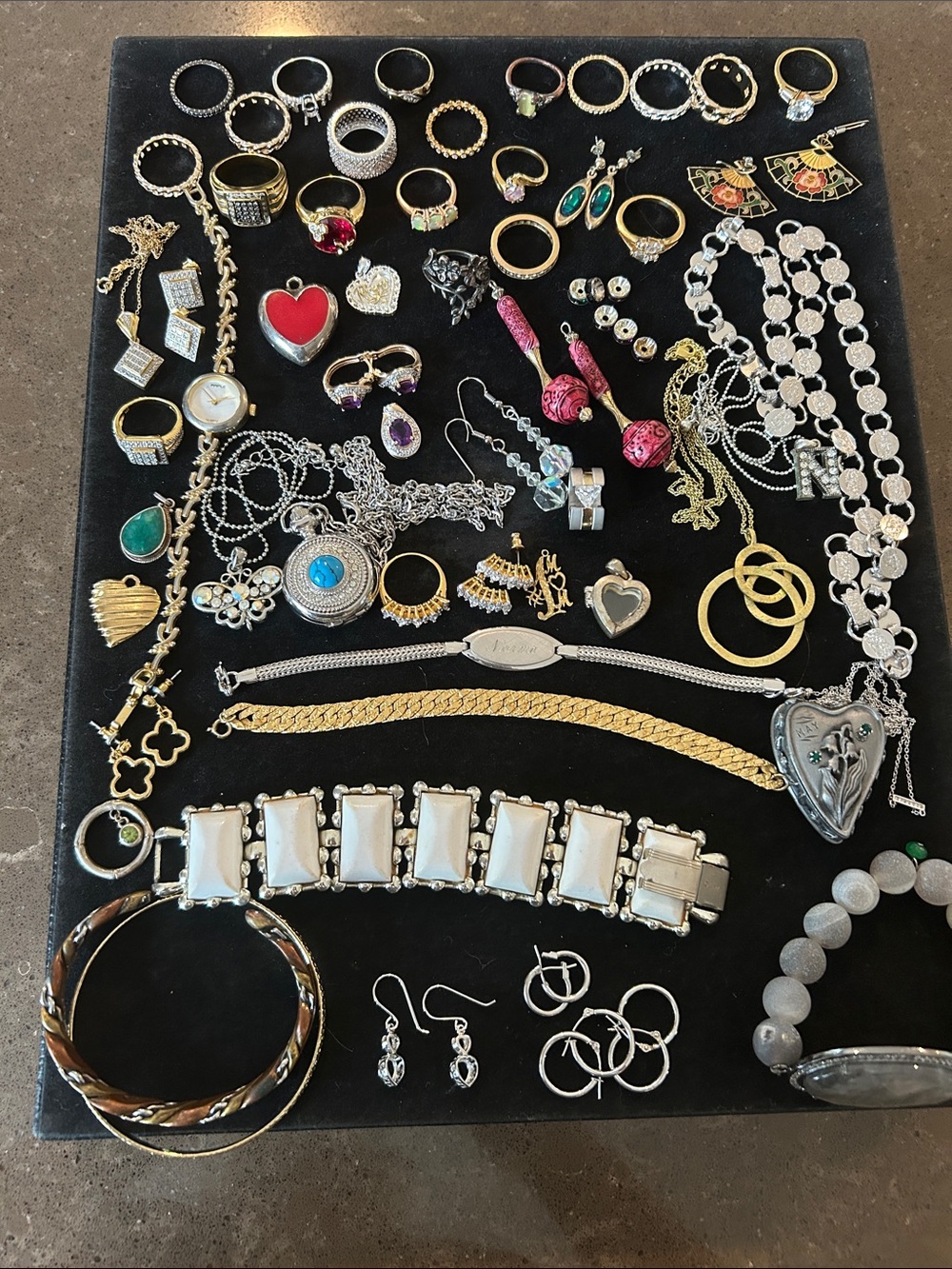 Vintage Costume Jewelry Reseller Lot - 40+ Pcs Amethyst Set Rings Wear